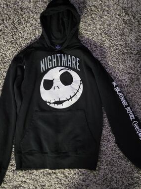 Disney Black Nightmare Before Christmas Jack Skellington Pullover Hoodie XS